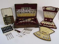 Cox Co Ltd canteen of cutlery, fish cutlery set, cake set, 'Preskase' Knives and 4 silver plated