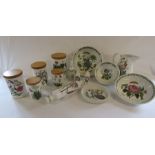 Collection Port Meirion 'Botanics' pottery, salt, pepper and oil, rolling pin etc