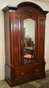Victorian mahogany wardrobe with mirror door Ht218cm L123cm D44cm