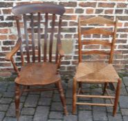 Farm house chair & a rush seated ladder back chair