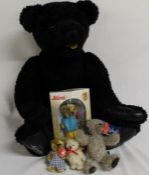 Large limited edition Gund signature collection black teddy bear 492 / 575, small Gund mohair bear &