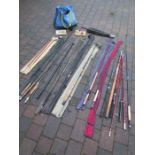 Selection of fishing rods and fishing bag