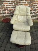 Ekornes Stressless chair and stool with swivel side table