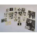 Selection of autographs including Cliff Richard, Tania Lewis, Tommy Steel, Frank Carson & the