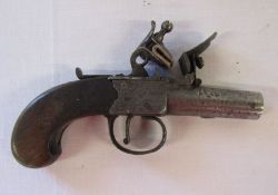 18th/19th Century flintlock  pocket pistol approx. 6" from handle to tip - marked London