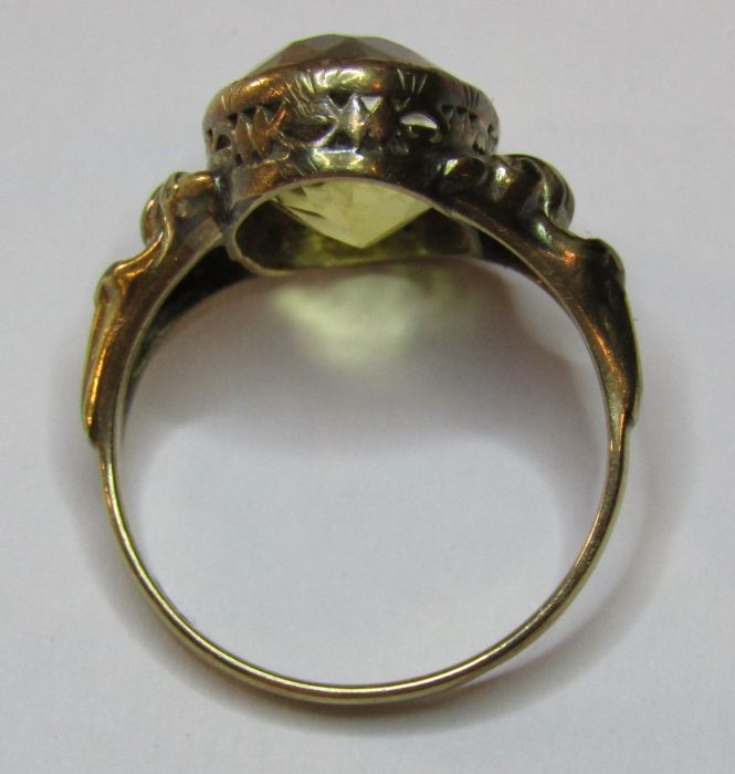 Tested as 9ct gold with citrine stone ring - citrine approx. 16mm x 11mm -total weight 4g - size o/ - Image 6 of 6