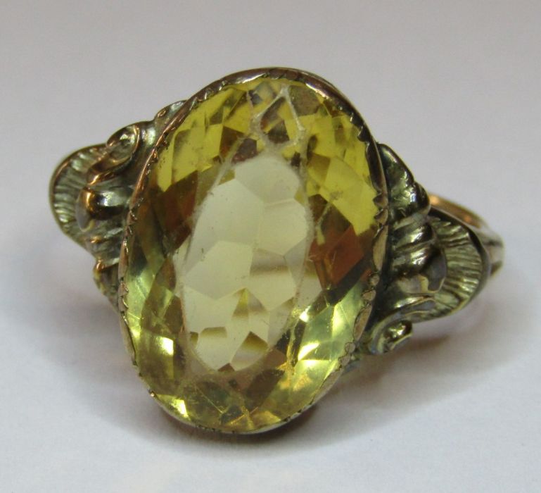 Tested as 9ct gold with citrine stone ring - citrine approx. 16mm x 11mm -total weight 4g - size o/ - Image 4 of 6