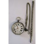 Continental silver pocket watch marked 0.935 with 2 chains