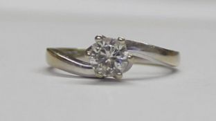 9ct white gold & diamond solitaire ring, marked 0.50ct, size L