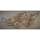 Five piece solid silver tea & coffee set by Barker Ellis Silver Co. Birmingham 1967,1969 & 1971