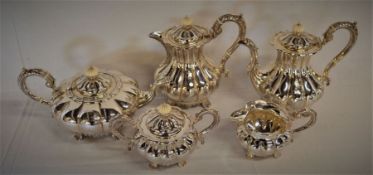 Five piece solid silver tea & coffee set by Barker Ellis Silver Co. Birmingham 1967,1969 & 1971