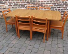 Mcintosh extending dining table and 6 chairs - no labels - approx. 168cm extended  x W 86cm