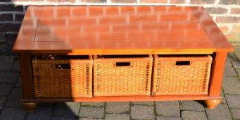 Modern coffee table with basket drawers 127cm by 68cm