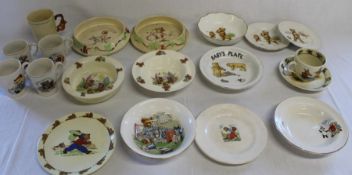 Collection of teddy bear themed vintage nursery china