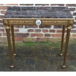 Marble top & gilded console table L 81cm D 37cm Ht 83cm with matching wall mirror