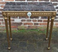 Marble top & gilded console table L 81cm D 37cm Ht 83cm with matching wall mirror