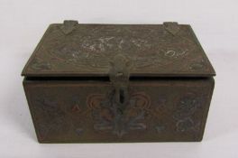 Small bronze box with silver embellishments approx. 12.5cm x 8.5cm x 6cm