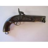 Tower V.R 19th Century flintlock pistol with brass fittings and holster clip - approx. 11" from