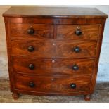 Victorian bow fronted mahogany chest of drawers with barley twist corners Ht 109cm W 103cm D 54cm
