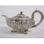 Rebecca Emes & Edward Bernard I 1828 George IV silver melon shaped squat teapot - no engraving -