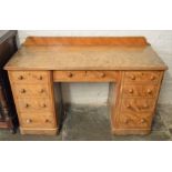 Victorian twin pedestal desk in satin wood L 137cm D 57cm Ht 86cm