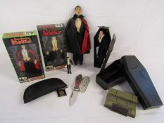 Collection of Dracula toys to include a Flatt World Dracula, 1999 Hasbro figure, Bela Lugosi 7"