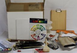 Quantity of brand new artists materials including canvases, paint brushes, sketch books, pencils