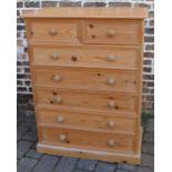 Large pine chest of drawers Ht 123cm L 91cm D 45cm