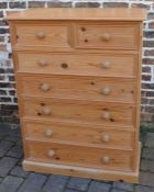 Large pine chest of drawers Ht 123cm L 91cm D 45cm