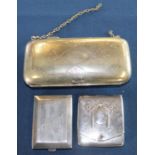 Art Deco silver match book holder Birmingham 1925, Continental white metal case with embossed