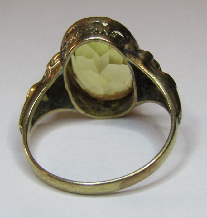 Tested as 9ct gold with citrine stone ring - citrine approx. 16mm x 11mm -total weight 4g - size o/ - Image 2 of 6