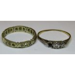 Tested as 9ct gold eternity ring with spinel stones (some missing) total weight 2.4g size o/p and