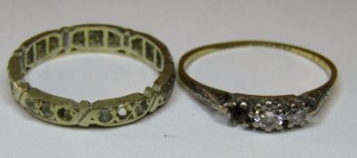 Tested as 9ct gold eternity ring with spinel stones (some missing) total weight 2.4g size o/p and
