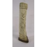 Caved bone vase 'Souvenir From The Isle Of Man H' made by WWI prisoners approx. 15cm high