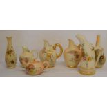 Seven piece collection of miniature Royal Worcester blush ivory