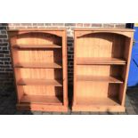 2 modern pine bookcases Ht 138cm L 92cm