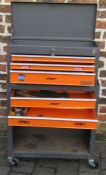 RAC trolley toolbox with separate top toolbox - with keys and lock bar