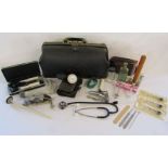 KB Doctors bag with contents to include Accoson blood pressure pump