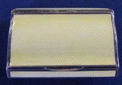 Early 20th century silver & yellow enamel table box, Birmingham 1926 maker Henry Clifford Davis,