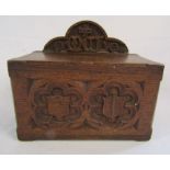 Oak collection box with carvings approx. 25.5cm x 14cm x 23cm