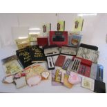 Selection of artist's canvas boards, various notebooks and pen sets to include Sheaffer