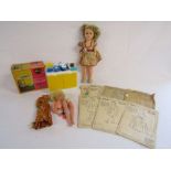 Palitoy No 35 doll - Girl Annual doll with patterns (used) a Sindy hob & bed (missing parts and some