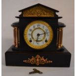 Slate architectural mantle clock Ht 28.5cm