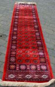 Rich red ground full pile Turkish burkara design runner 303cm by 76cm