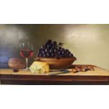 Oil on board depicting still life "Simple Fare" signed Paul Wilson (b.1945) approximately 77.5cm x