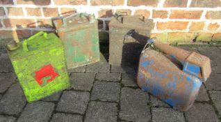 Esso petrol can and 2 others with brass caps and an Eversure petrol can