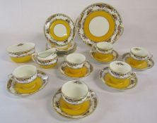 Royal Doulton in vibrant yellow tea service comprising of cake plate, side plates, cups, saucers,