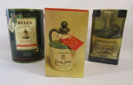 Christmas 1989 Bell's whisky, 12 year old Long John Whiskey, Lambs 100 Navy Rum all still sealed