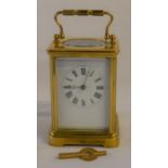 Striking French carriage clock (Ht 13.5cm with handle down)