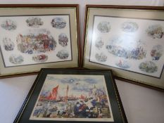 3 Colin Carr prints - Grimsby approx. 76.5cm x 59.5cm including frame - Cleethorpes approx. 76.5cm x